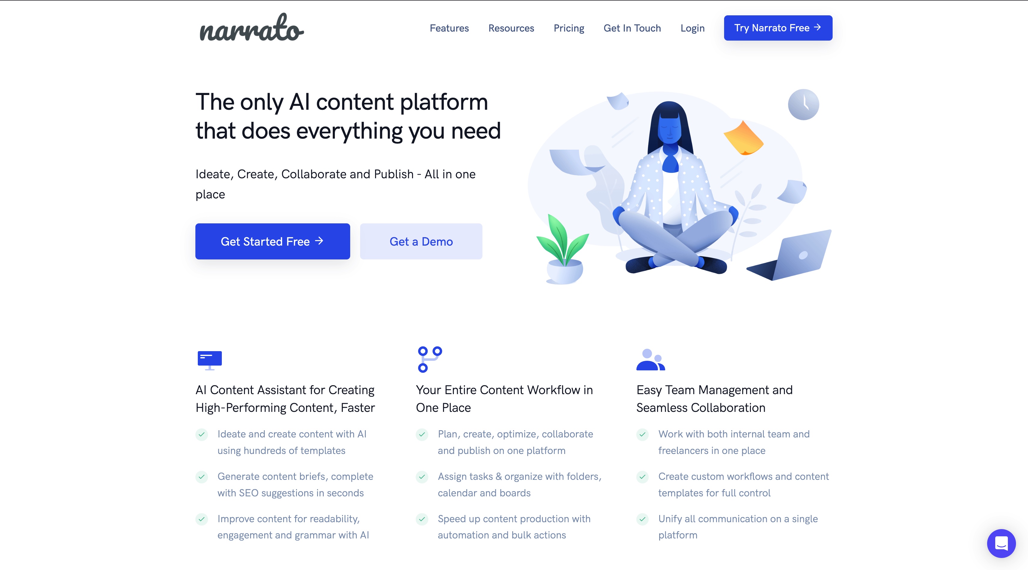 Narrato 官网首屏截图