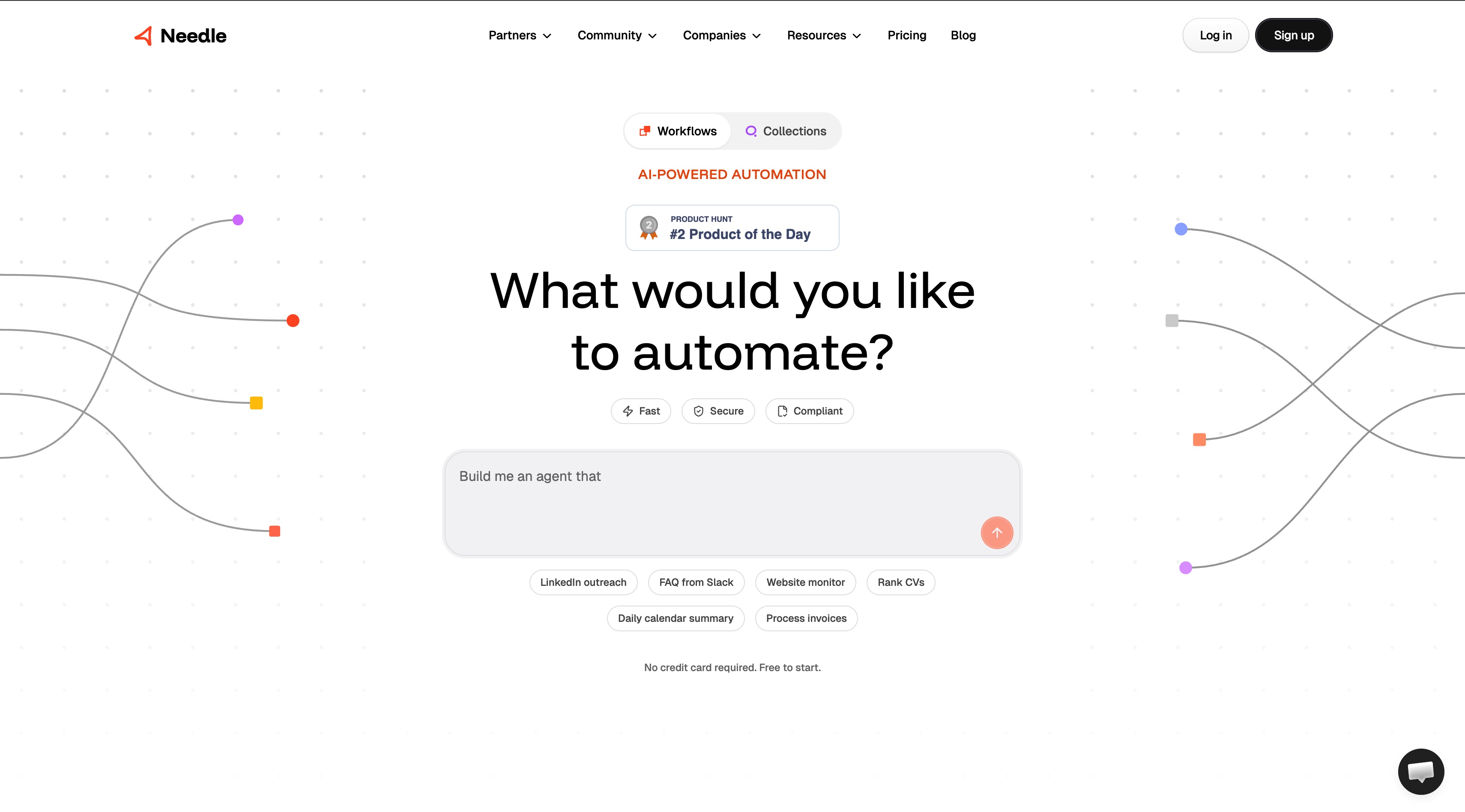 Needle 官网首屏截图