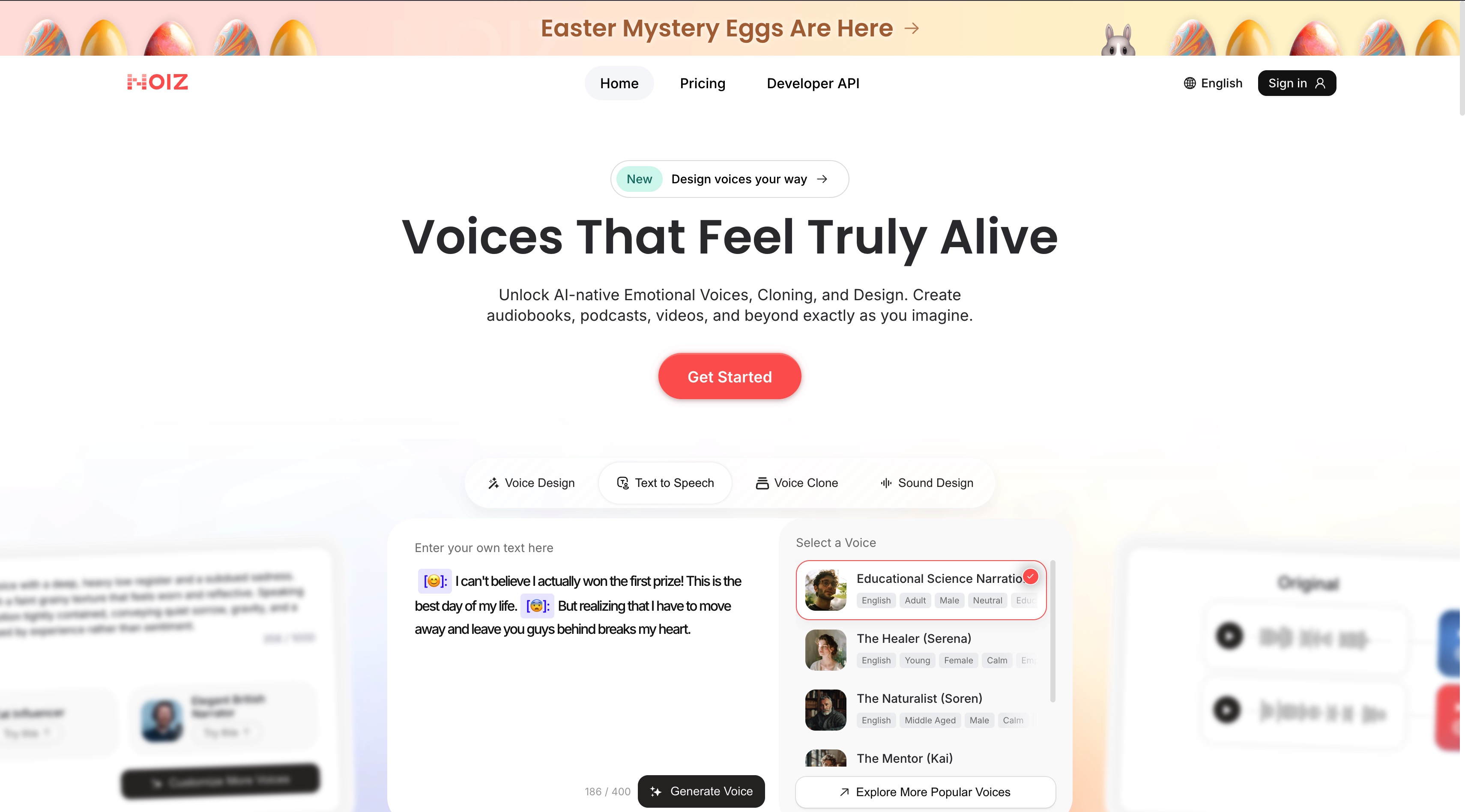 Noiz AI homepage screenshot
