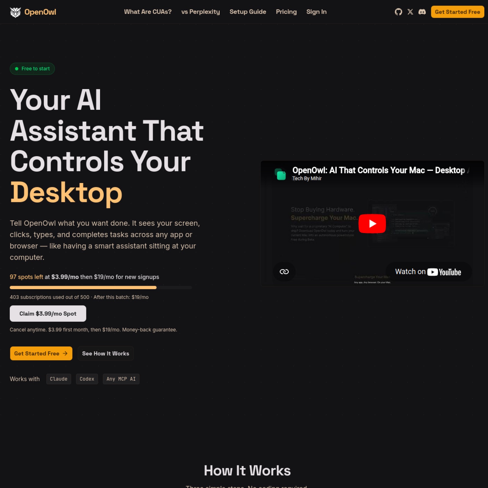 OpenOwl homepage screenshot