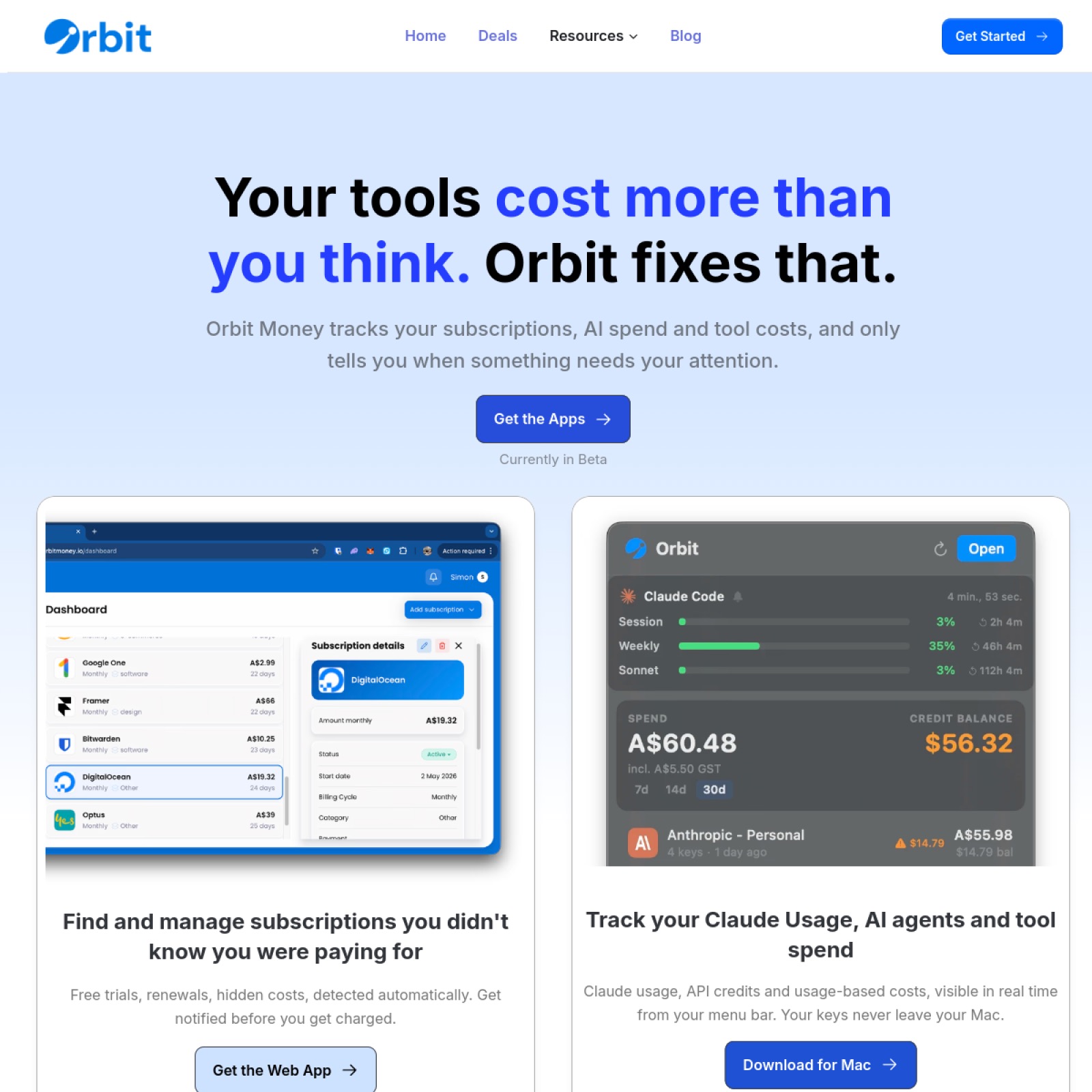 Orbit 官网首屏截图
