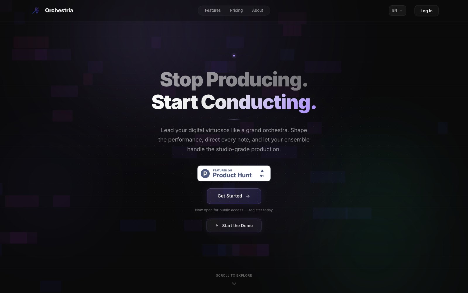 Orchestria homepage screenshot