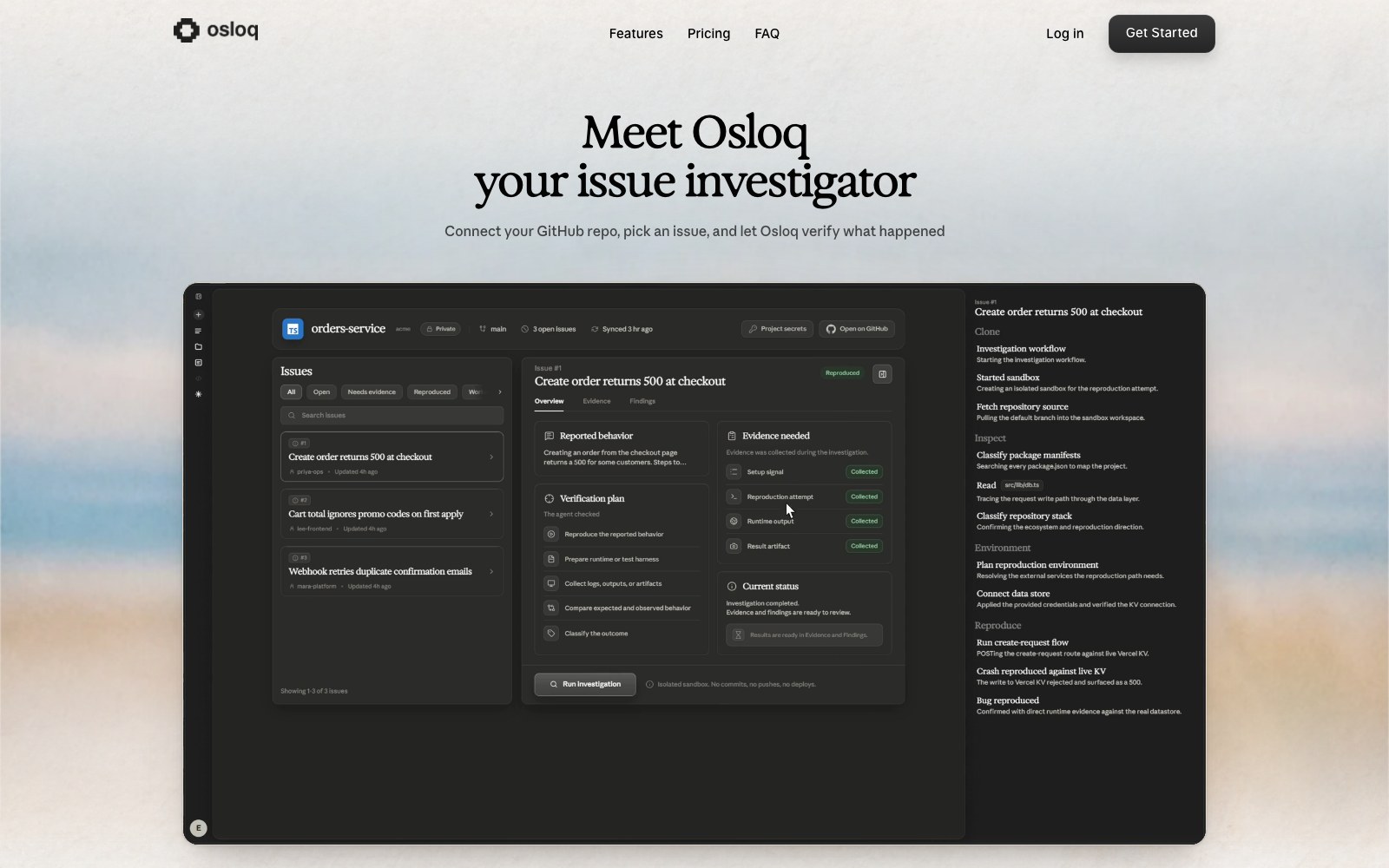 Osloq homepage screenshot