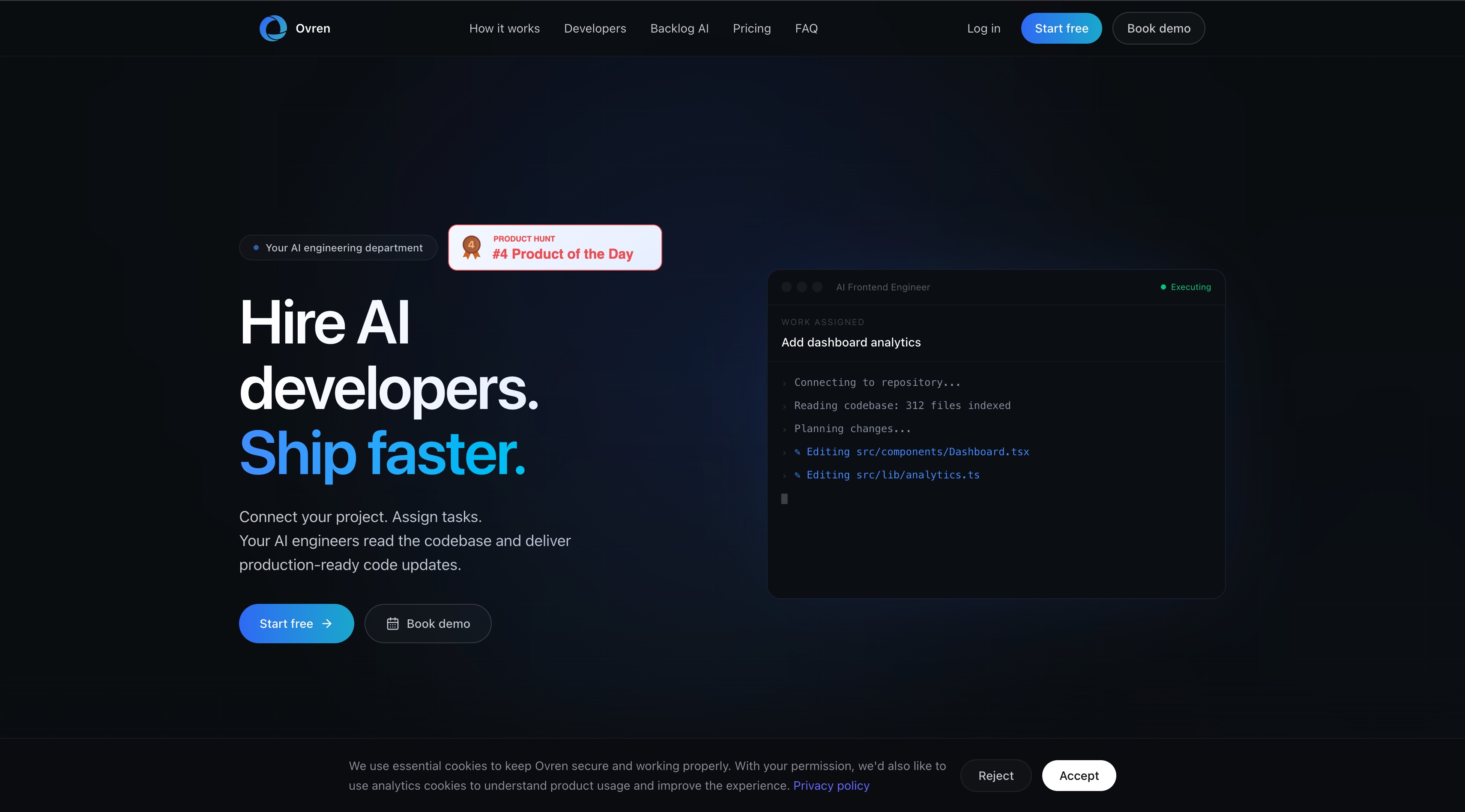 Ovren homepage screenshot