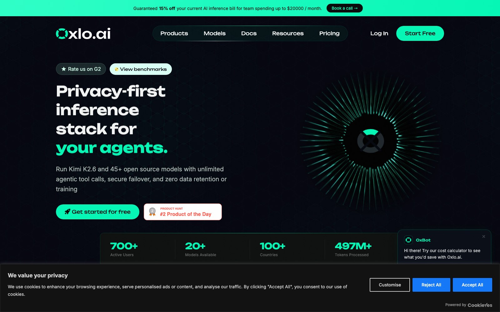 Oxlo AI 홈페이지 스크린샷