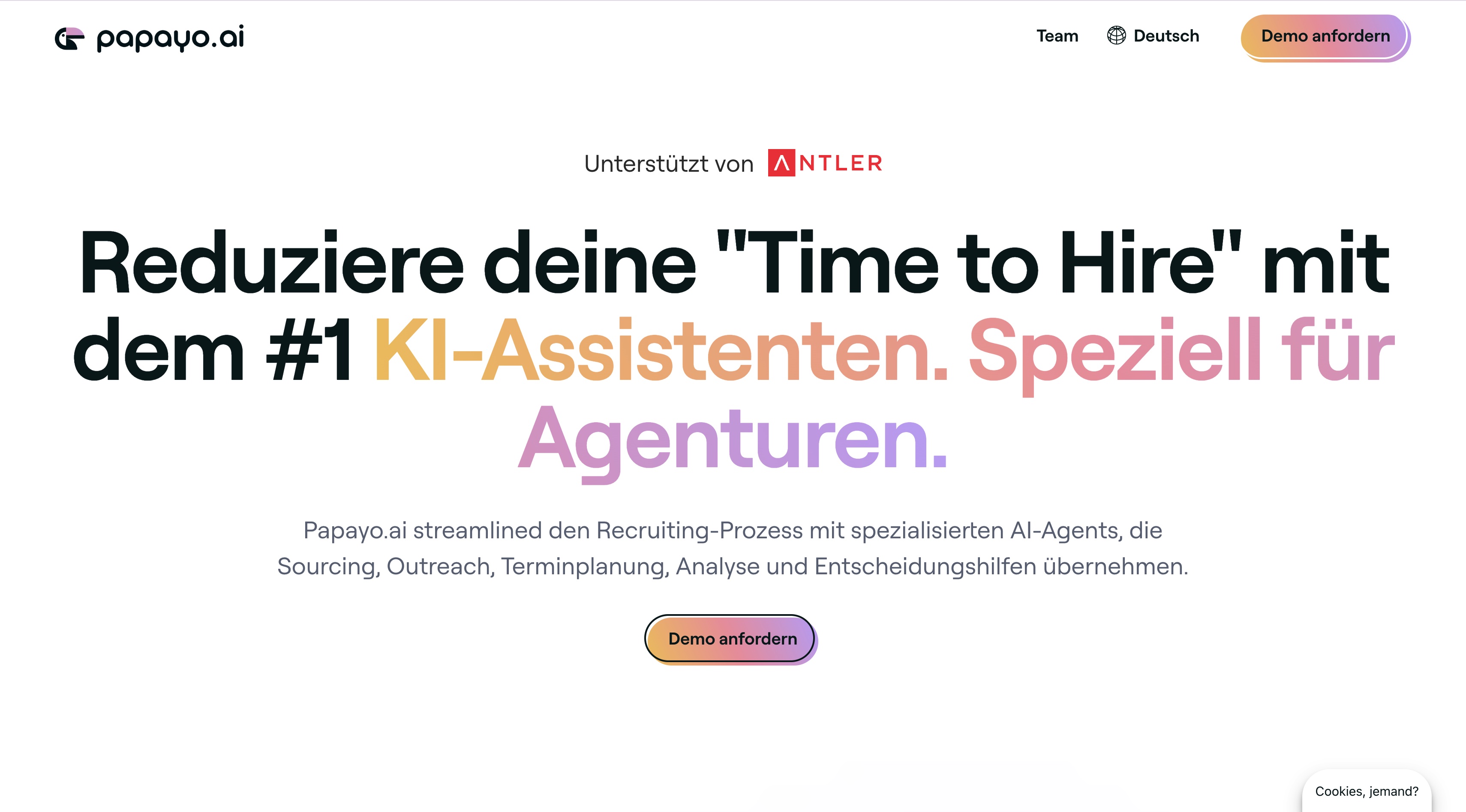 Papayo AI 官网首屏截图