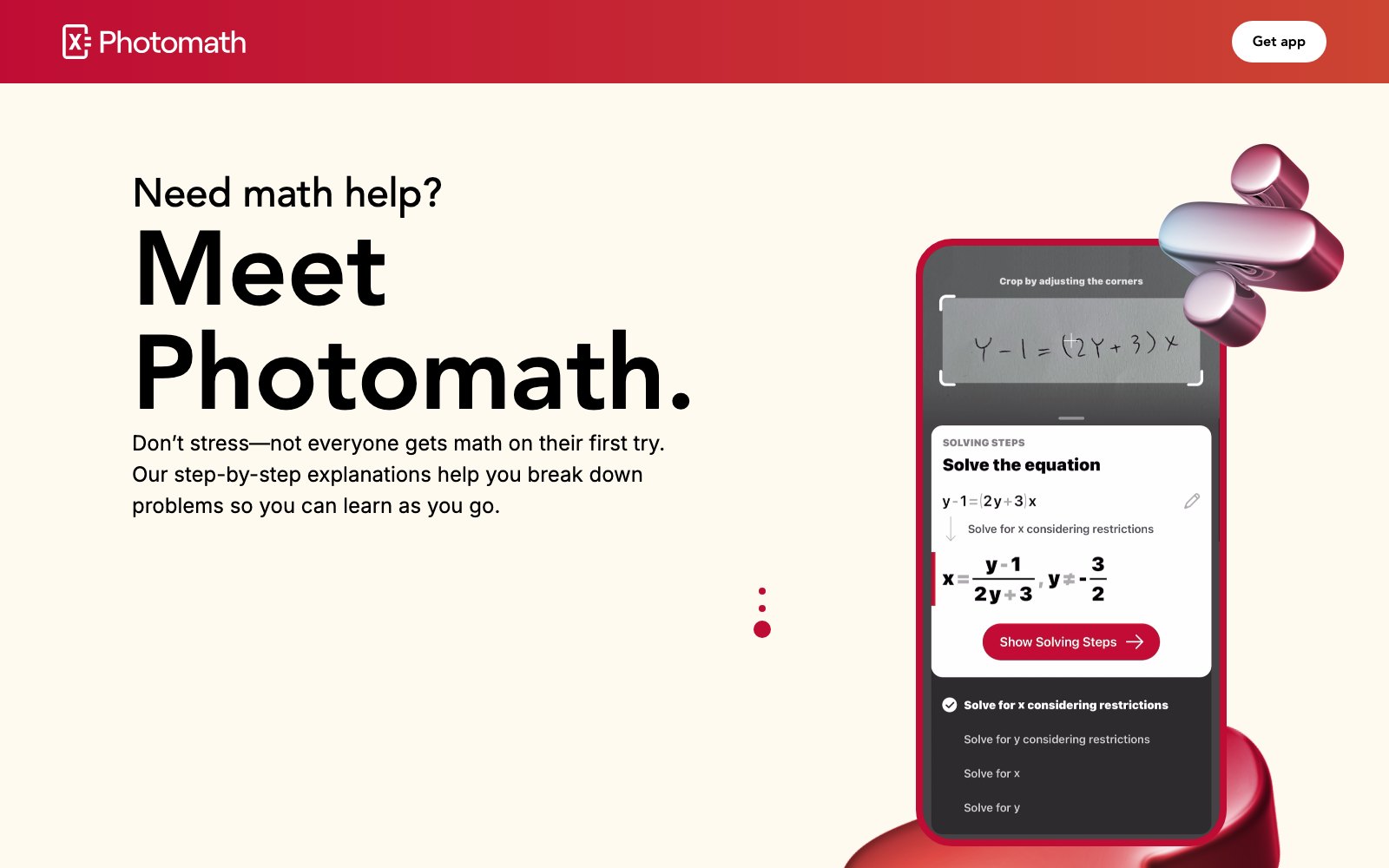 Photomath 홈페이지 스크린샷