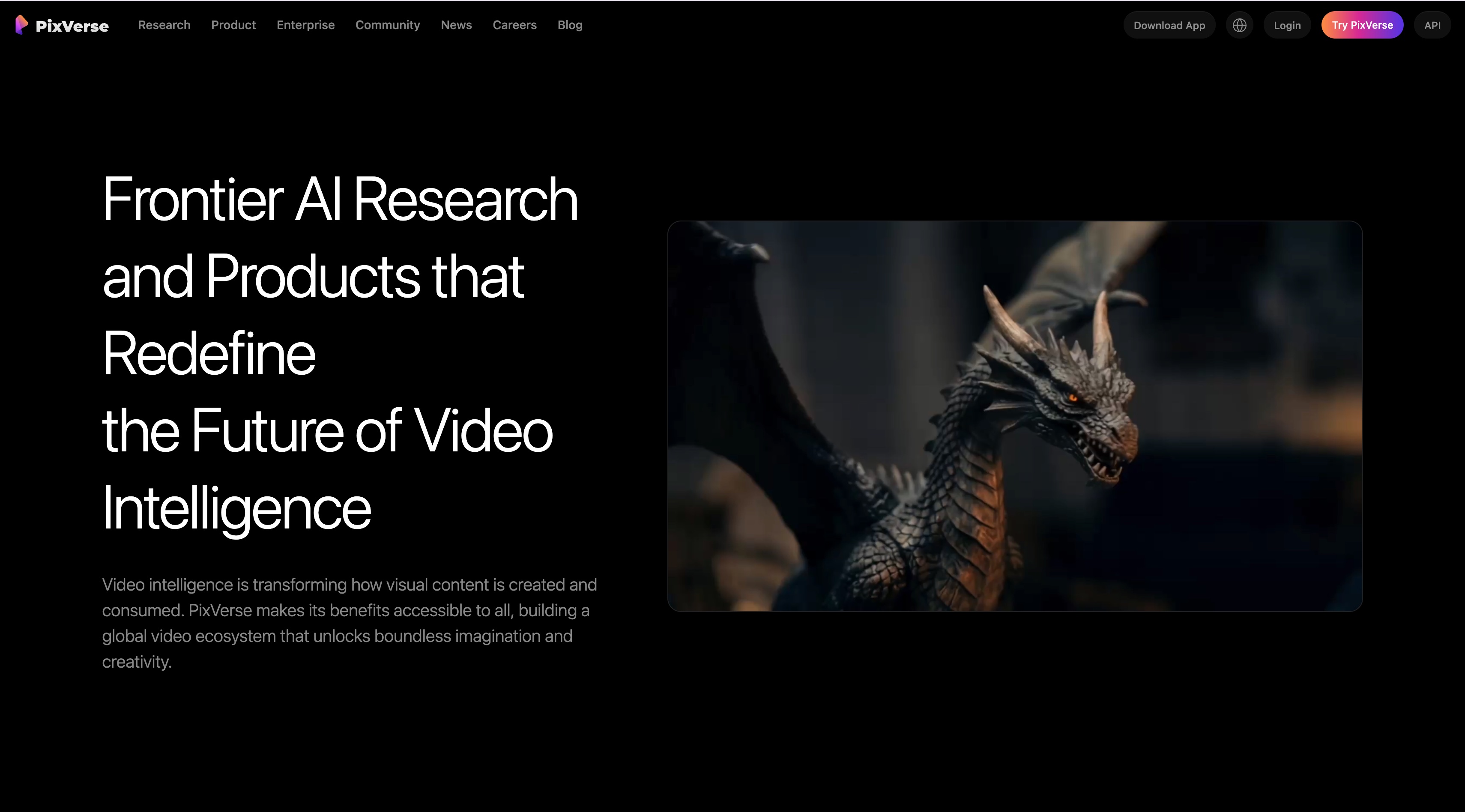 PixVerse 官网首屏截图