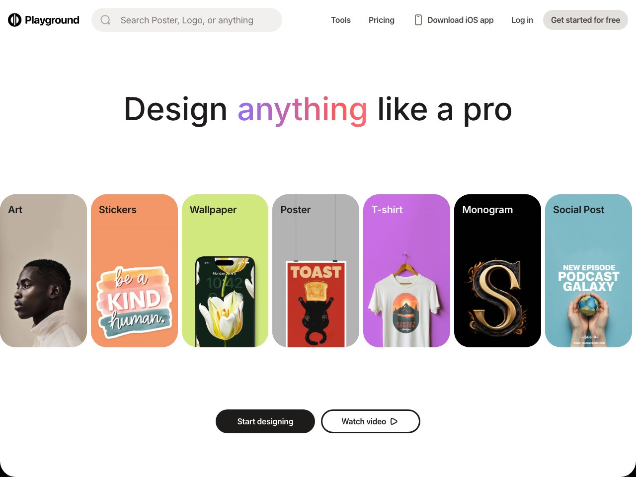 Playground homepage screenshot