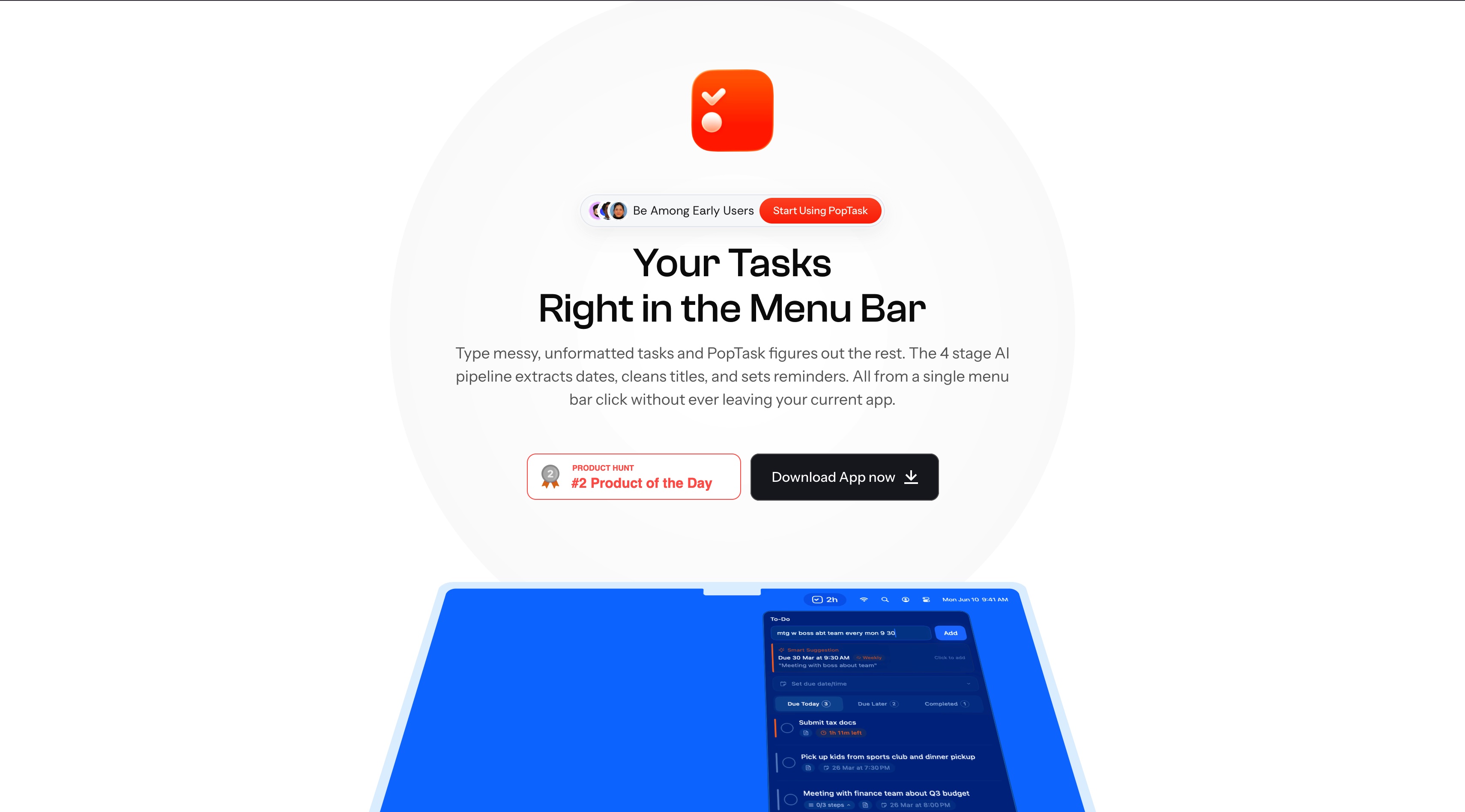 PopTask 官网首屏截图