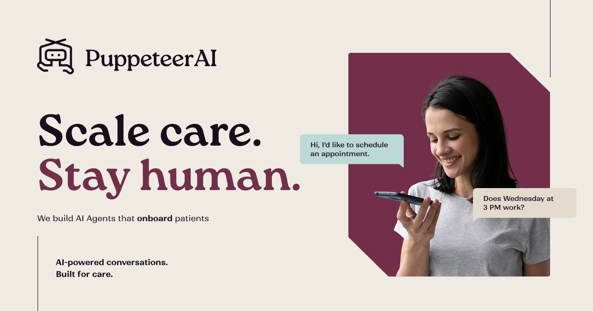 Puppeteer AI Intake Agent 官网首屏截图