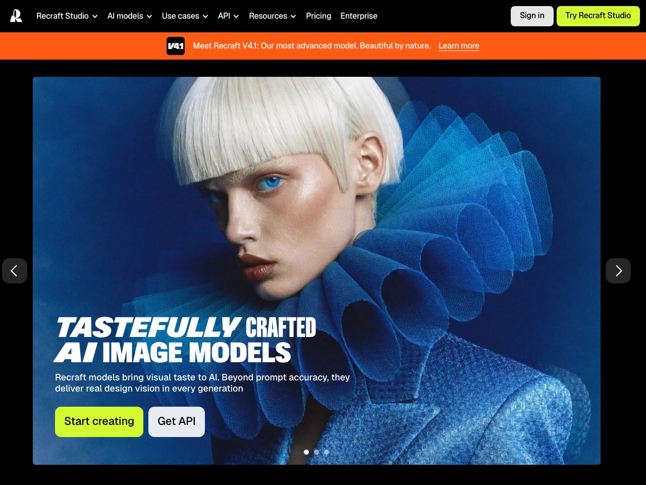 Recraft homepage screenshot