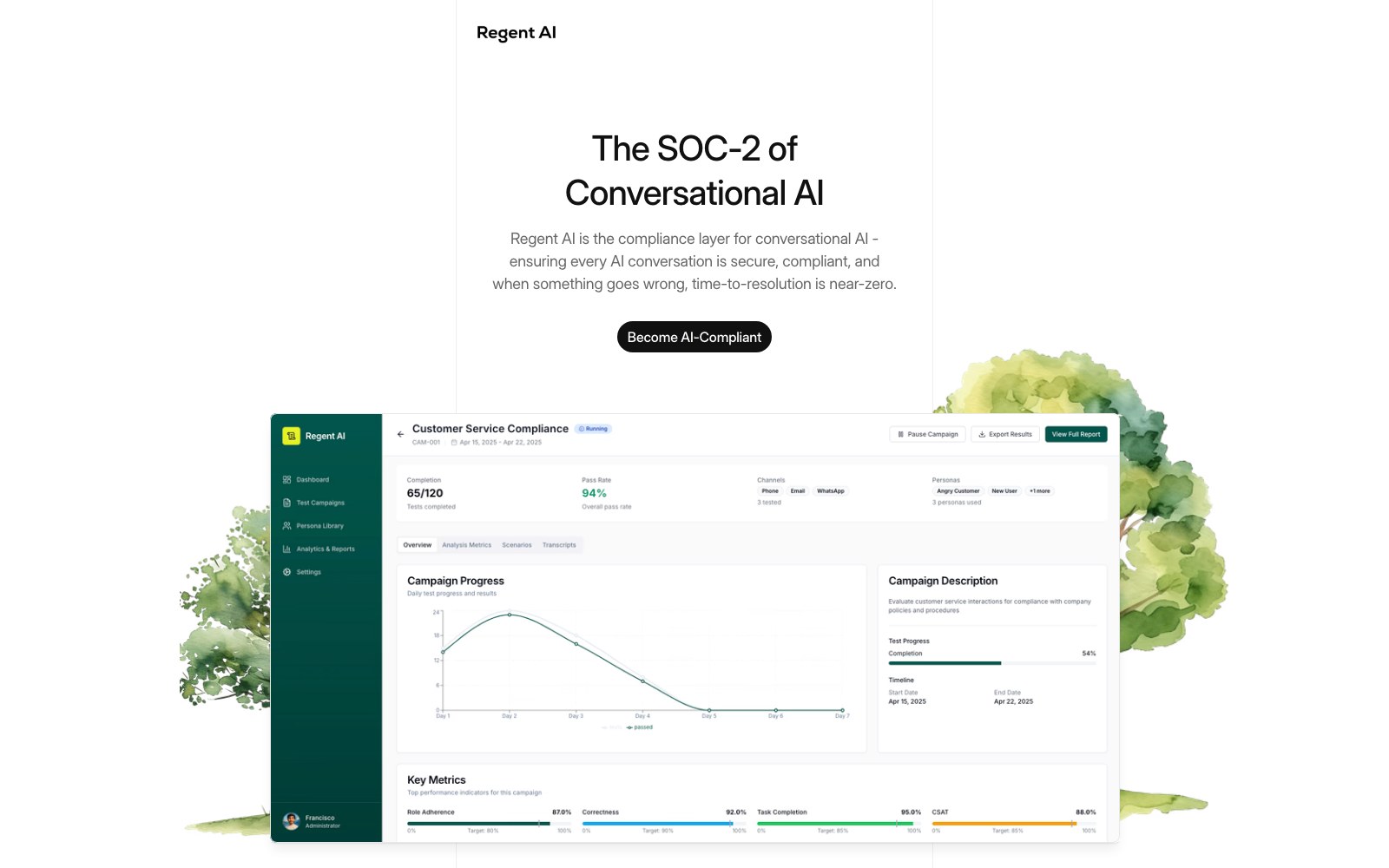 Regent 홈페이지 스크린샷