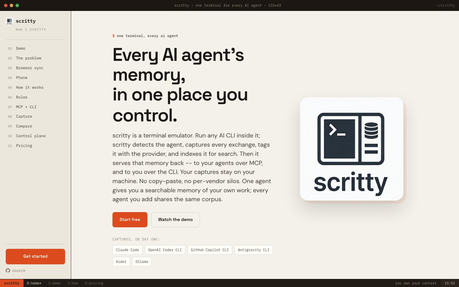 scritty 홈페이지 스크린샷