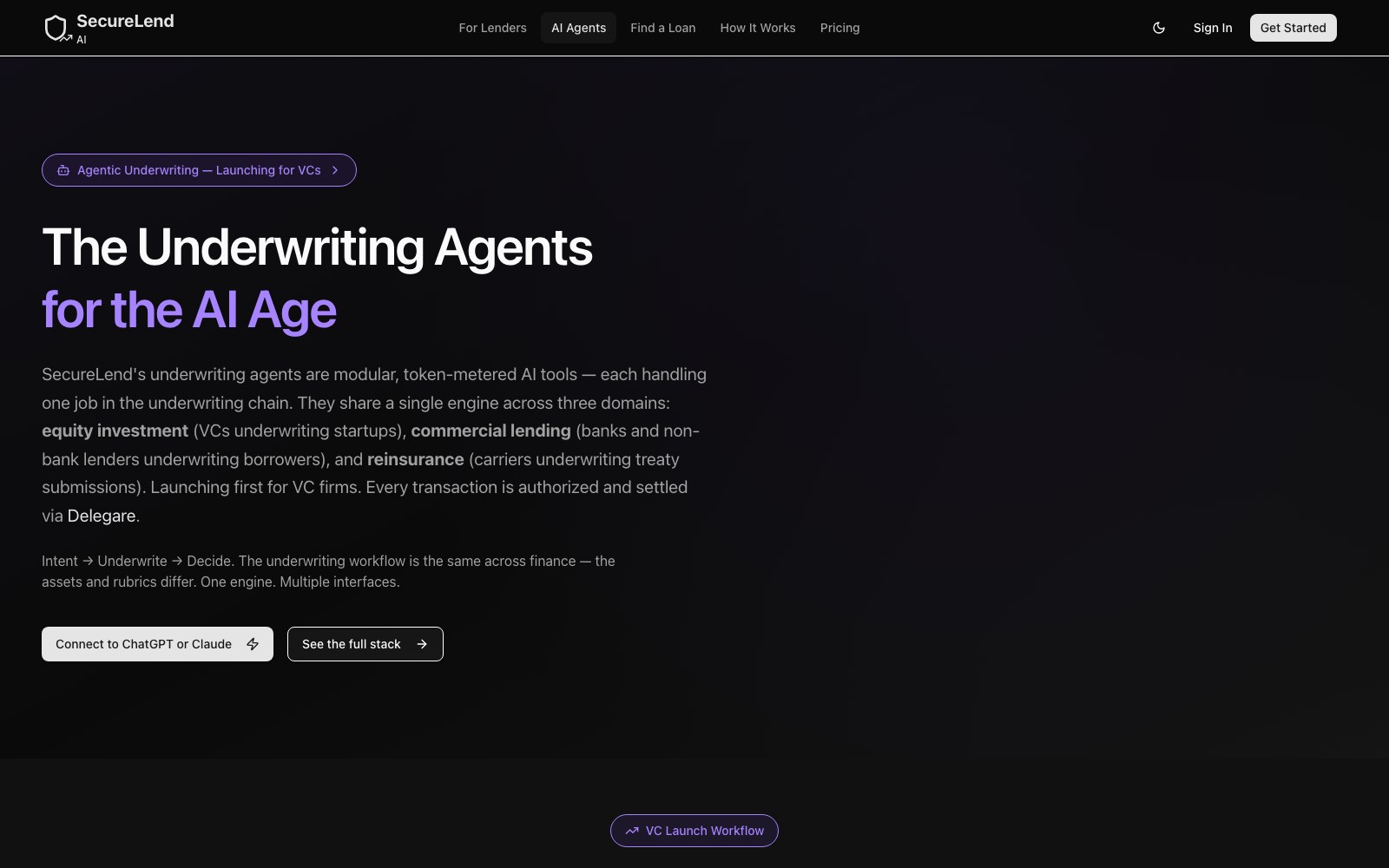 SecureLend Agents 홈페이지 스크린샷