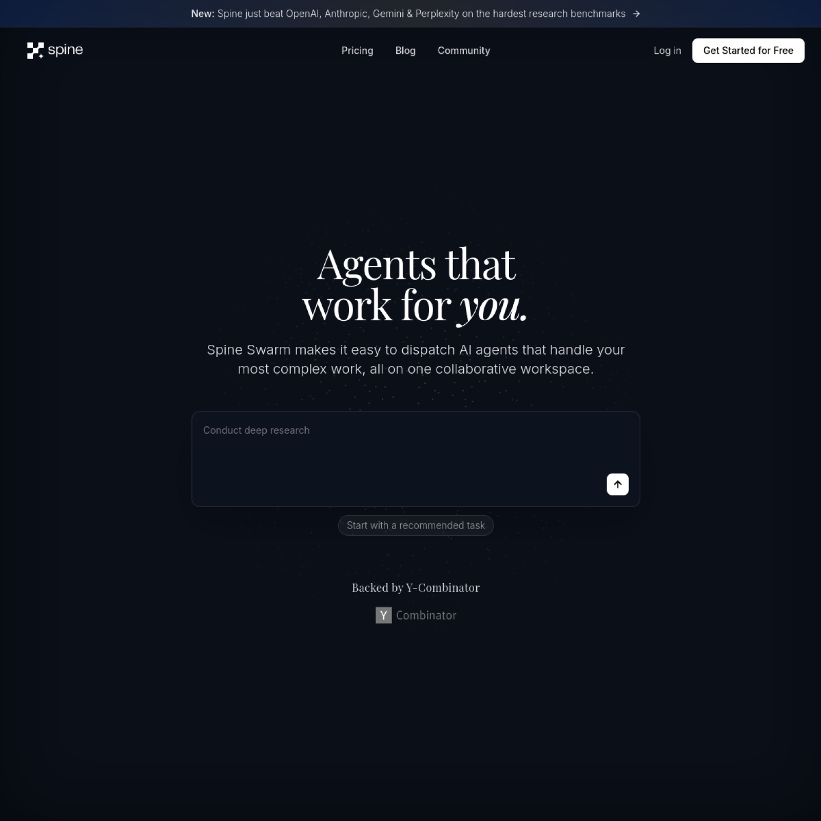 Spine 官网首屏截图