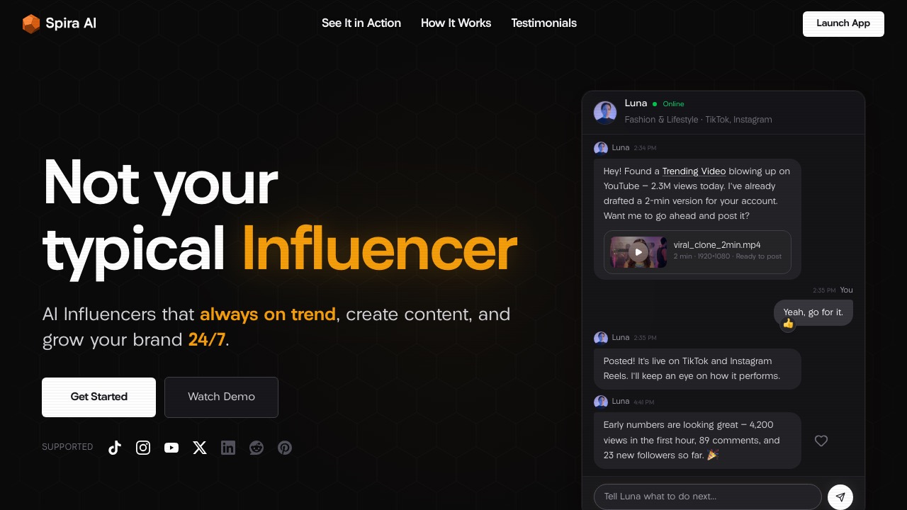 Spira AI ホームページのスクリーンショット