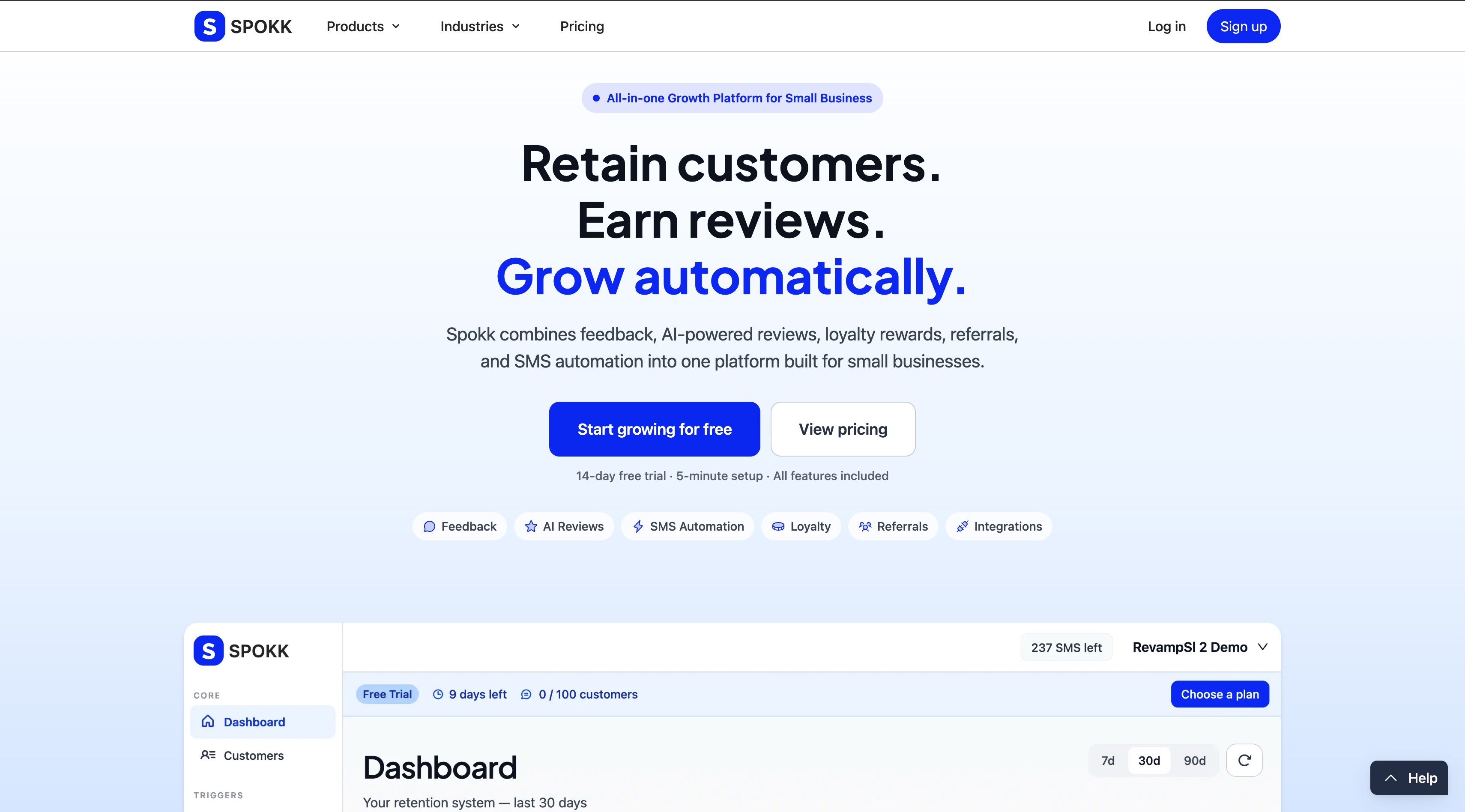 Spokk homepage screenshot