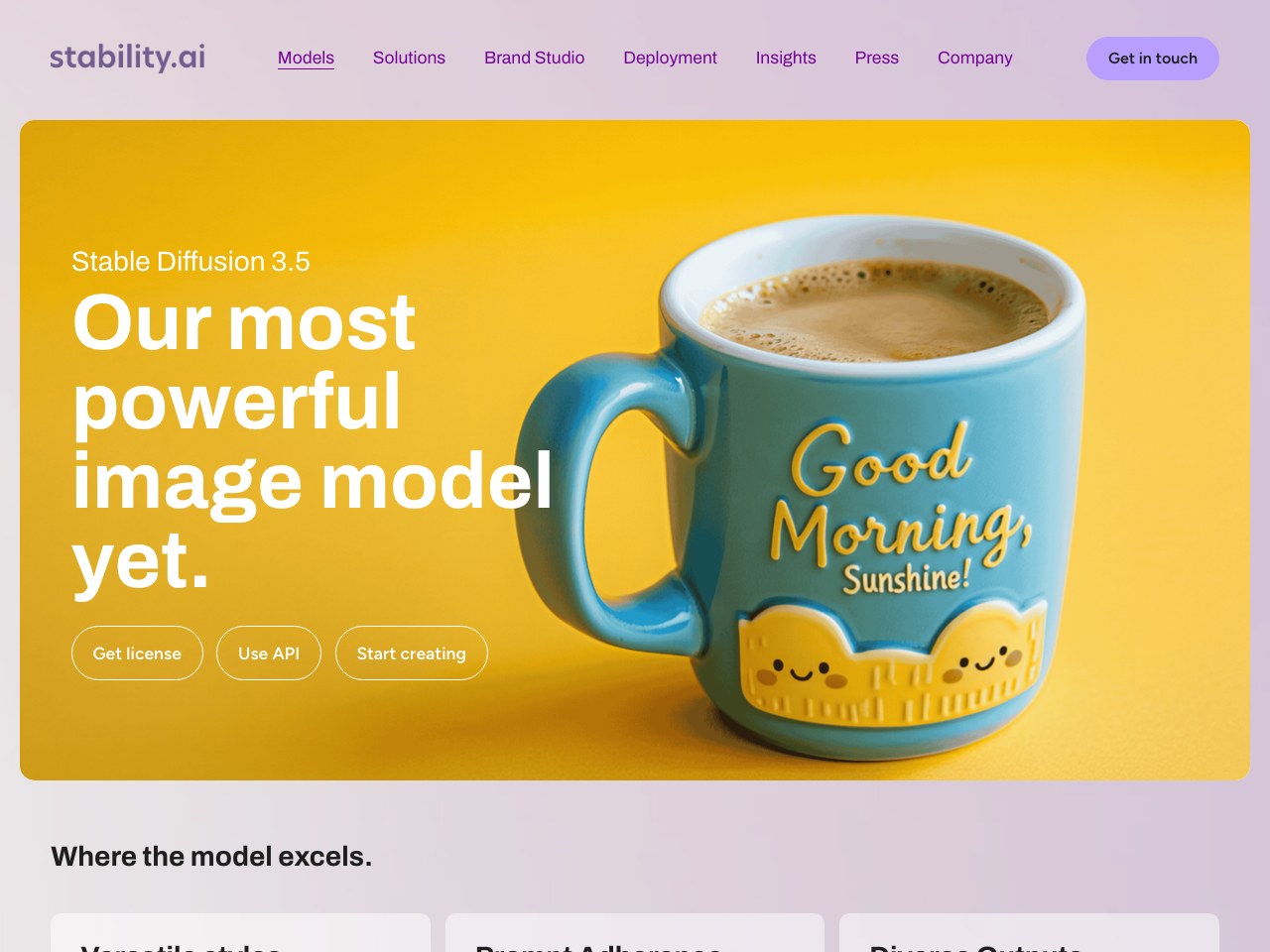 Stable Diffusion homepage screenshot