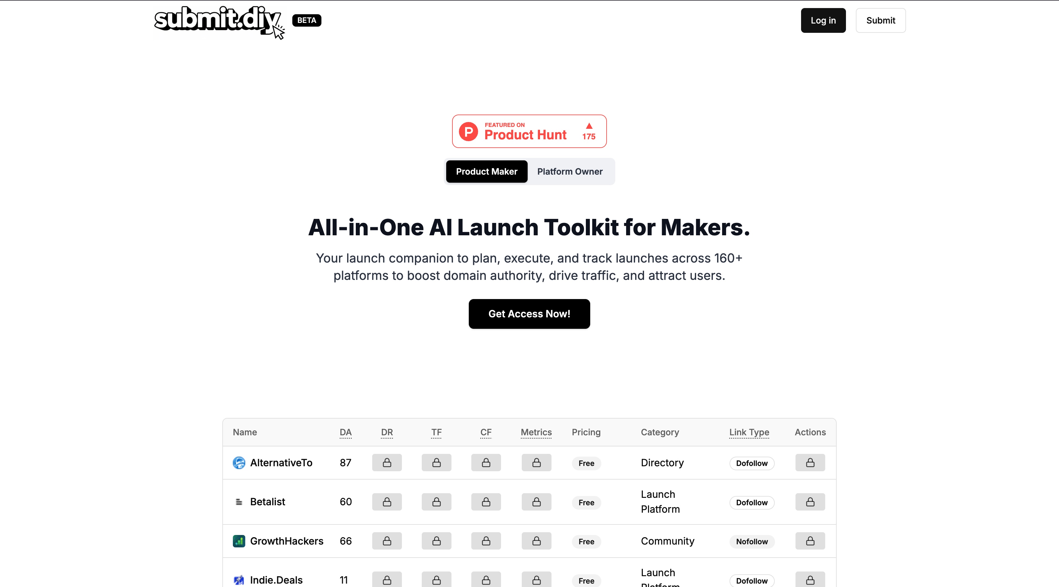 Submit.DIY ホームページのスクリーンショット