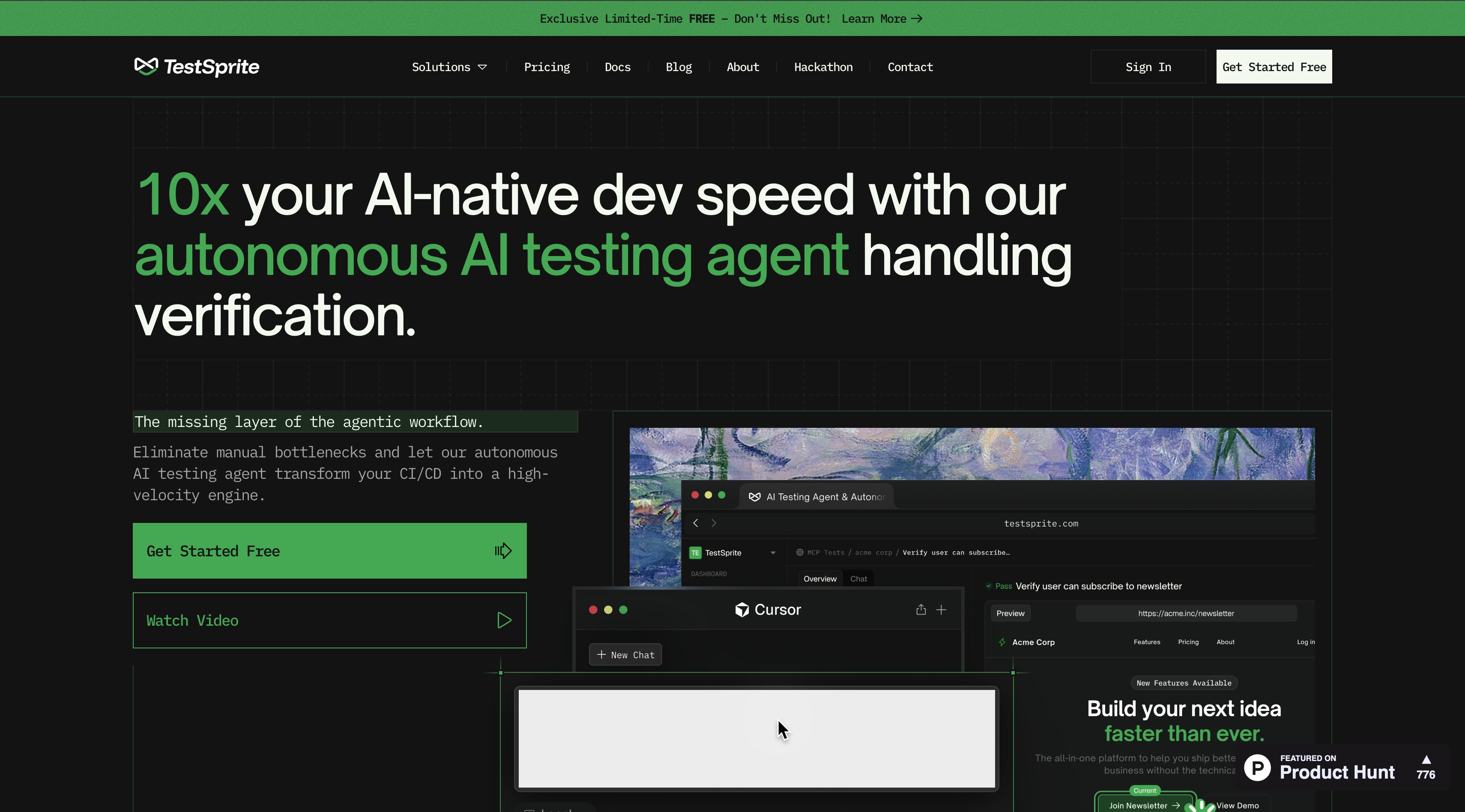 TestSprite homepage screenshot