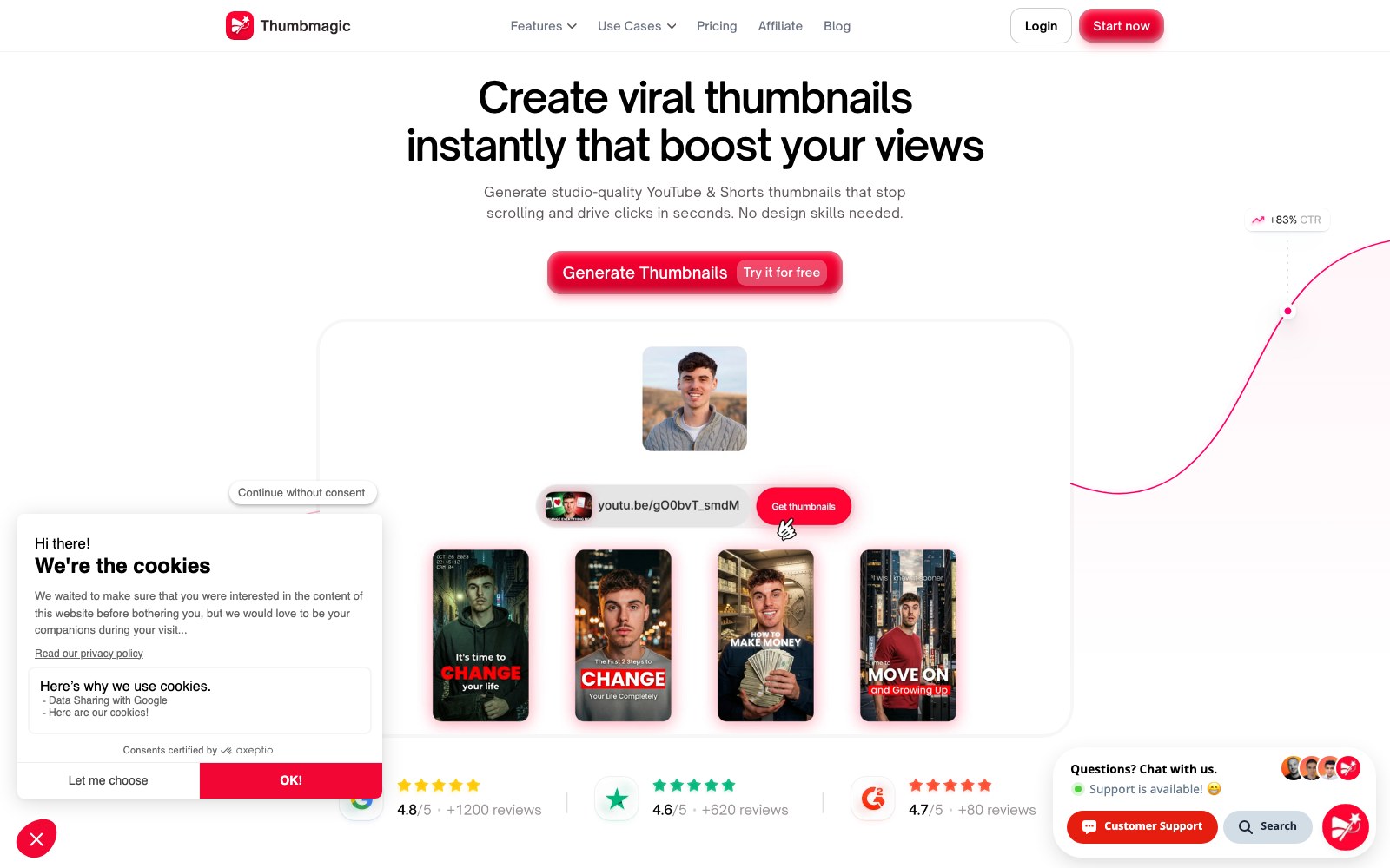 Thumbmagic homepage screenshot