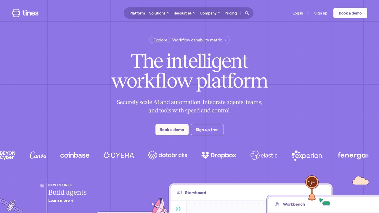 Tines 홈페이지 스크린샷