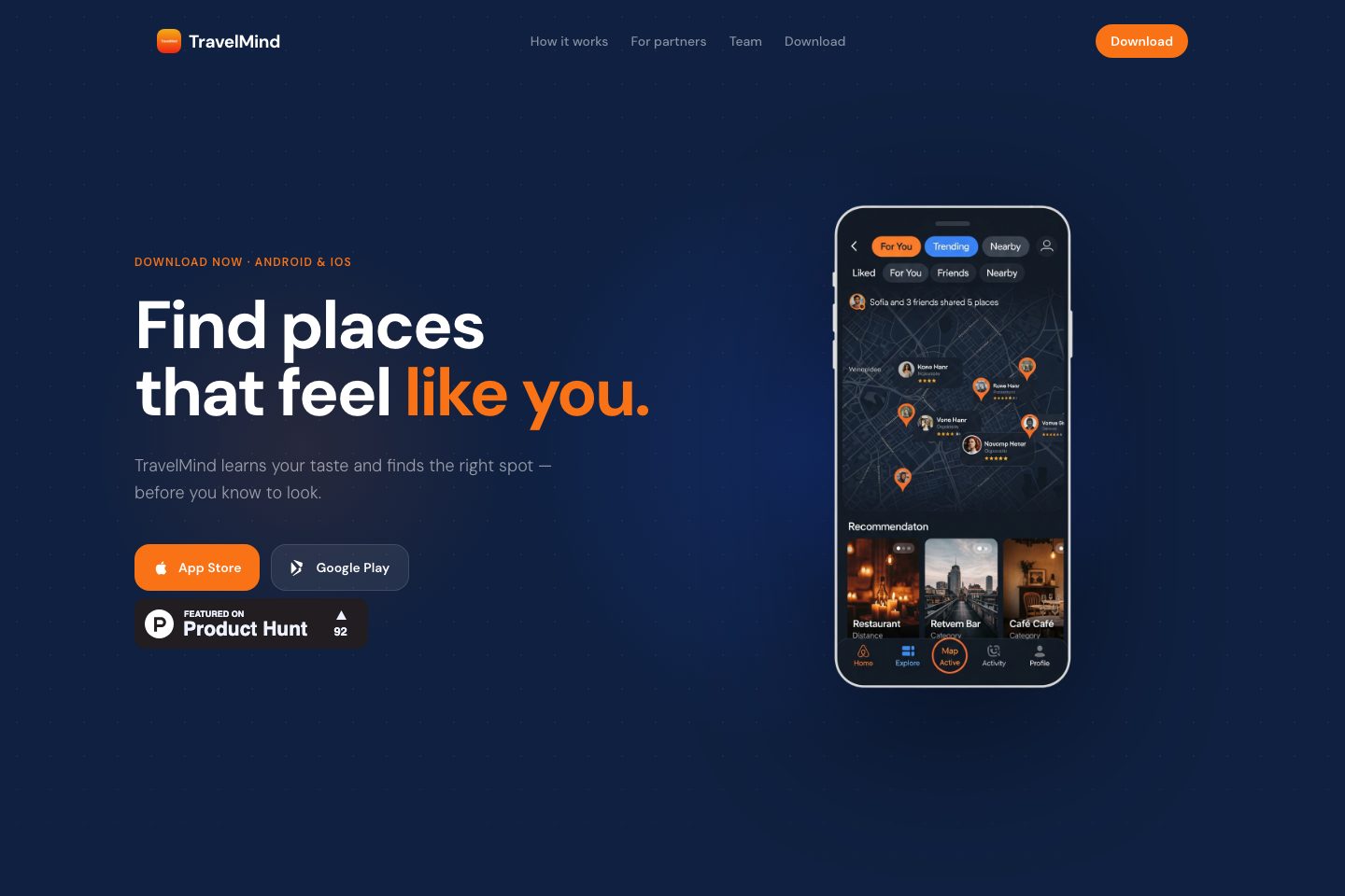 TravelMind ホームページのスクリーンショット