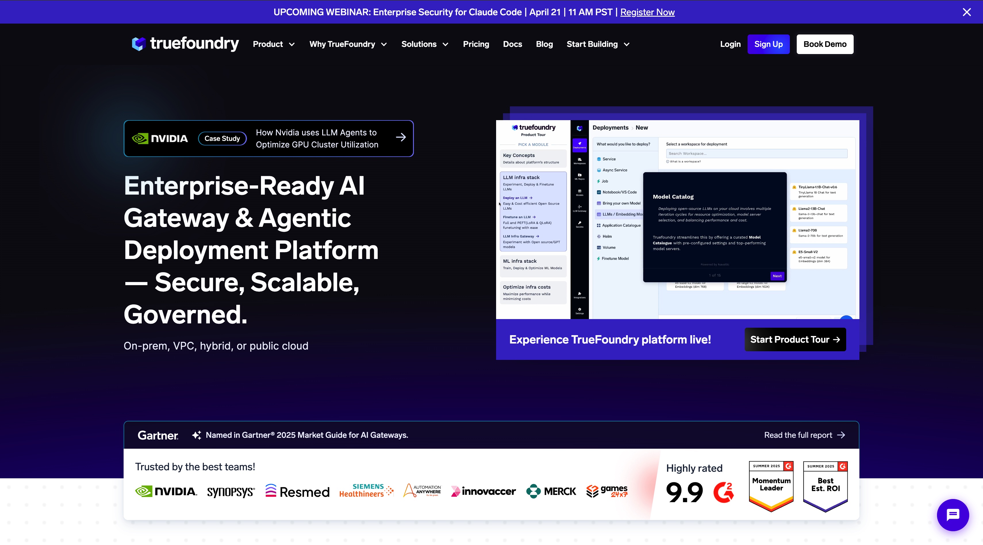 TrueFoundry 官网首屏截图