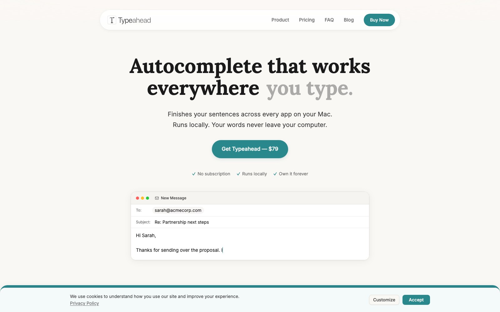 Capture de la page d'accueil de Typeahead