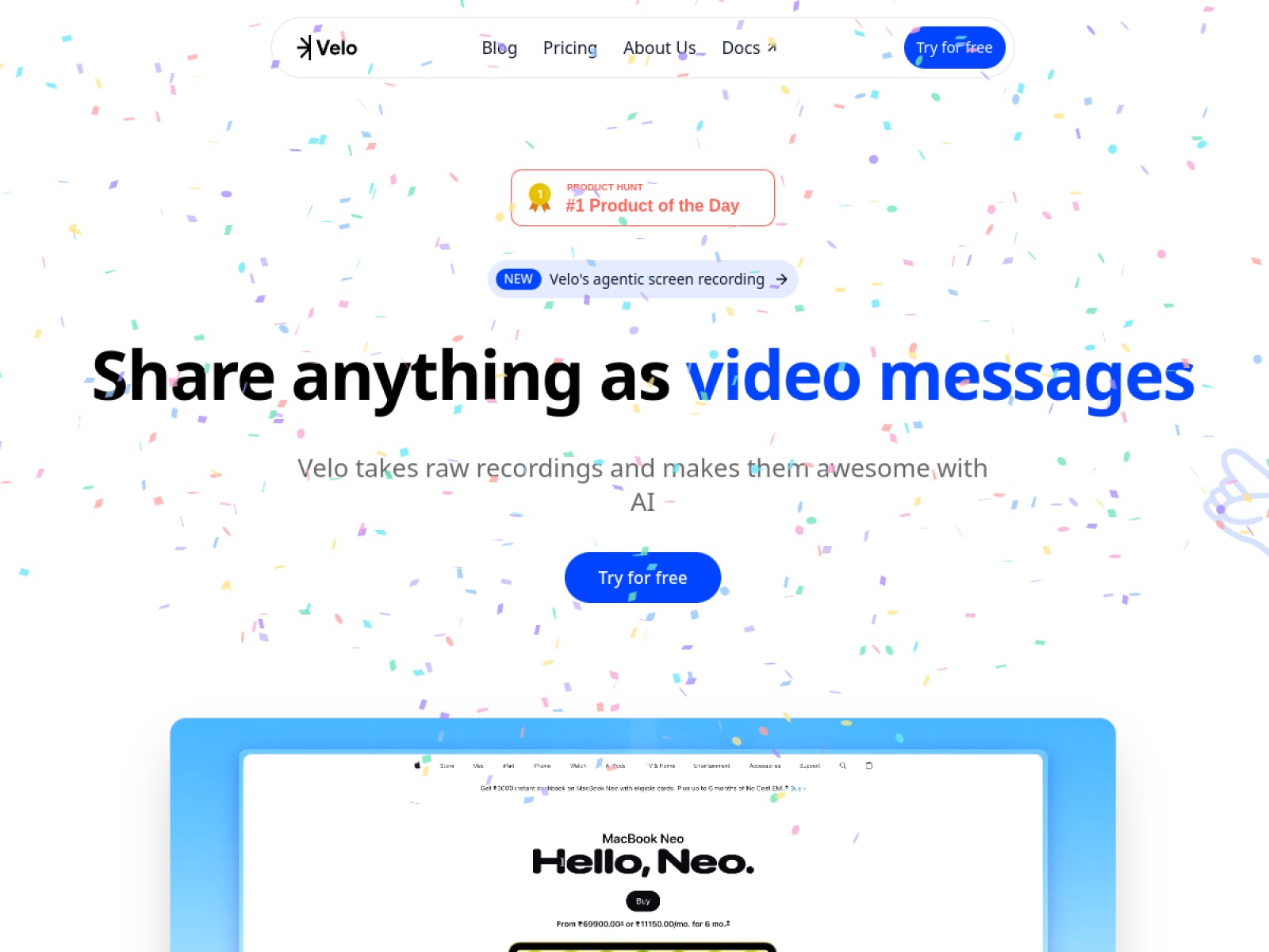 Velo 官网首屏截图