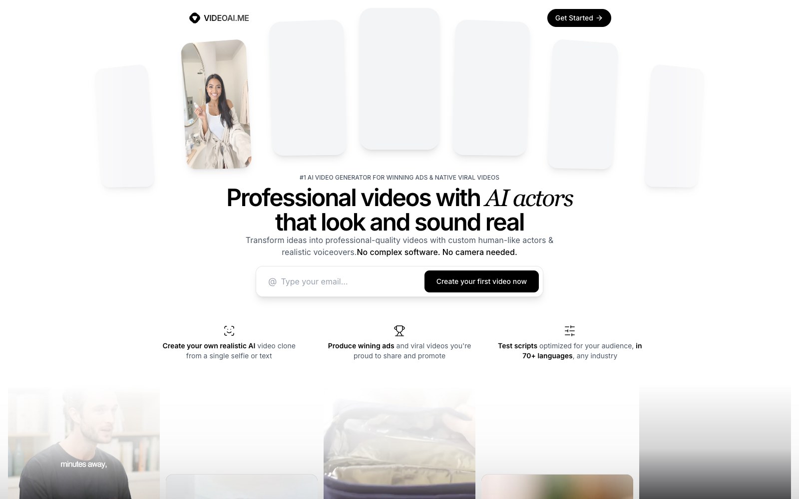 Video AI Me homepage screenshot