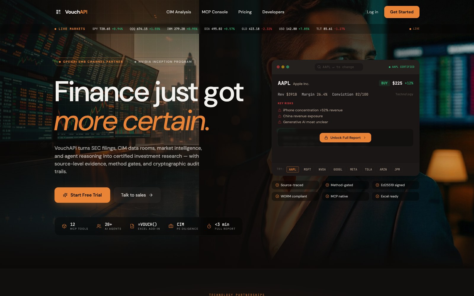Capture de la page d'accueil de Vouch API