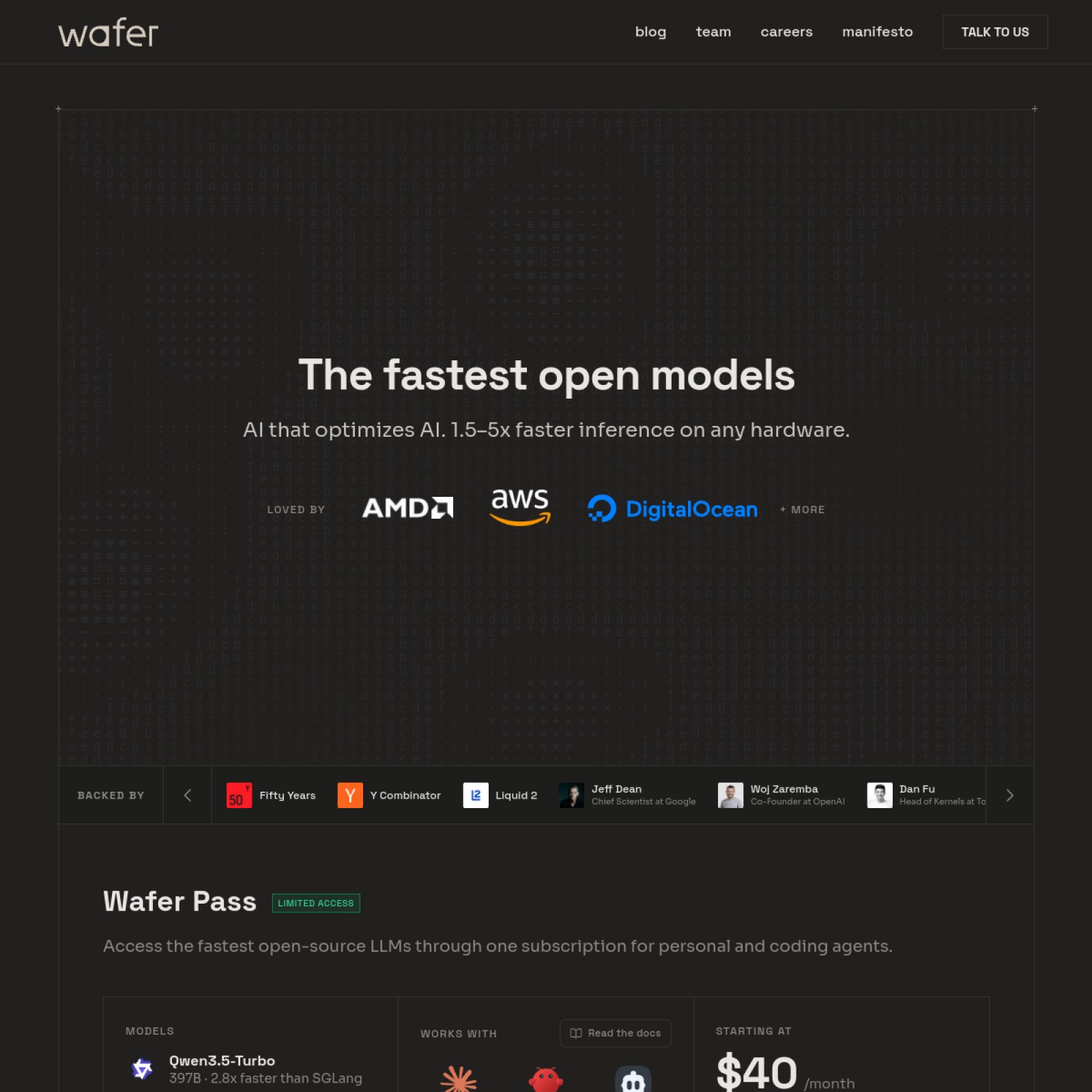 Capture de la page d'accueil de Wafer