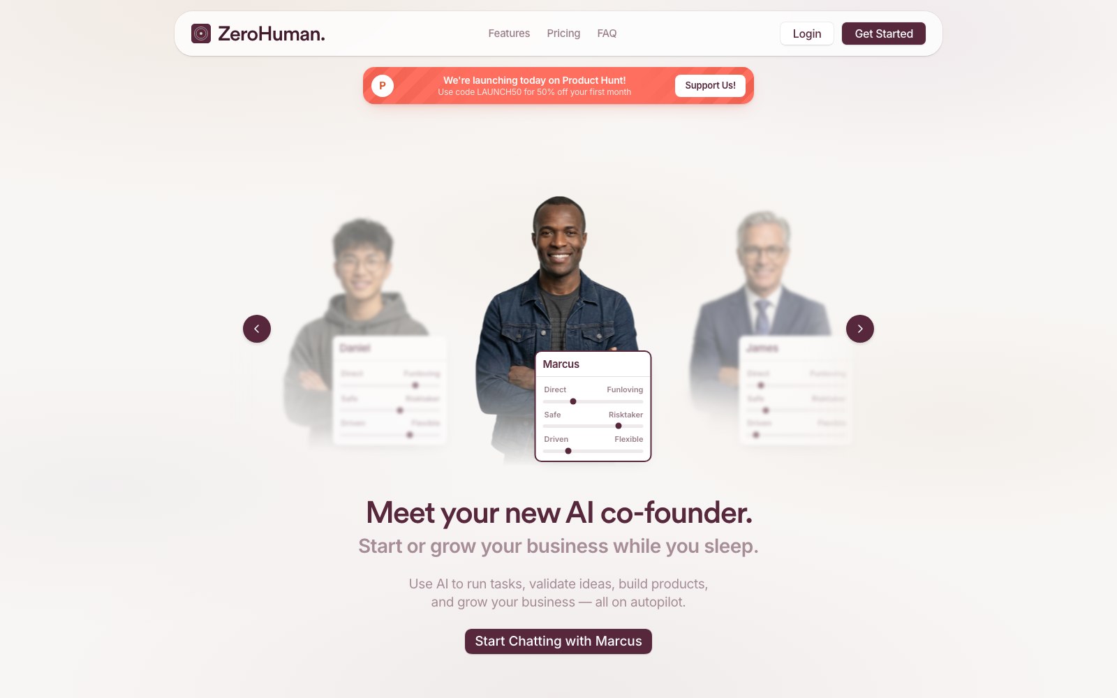 ZeroHuman 홈페이지 스크린샷