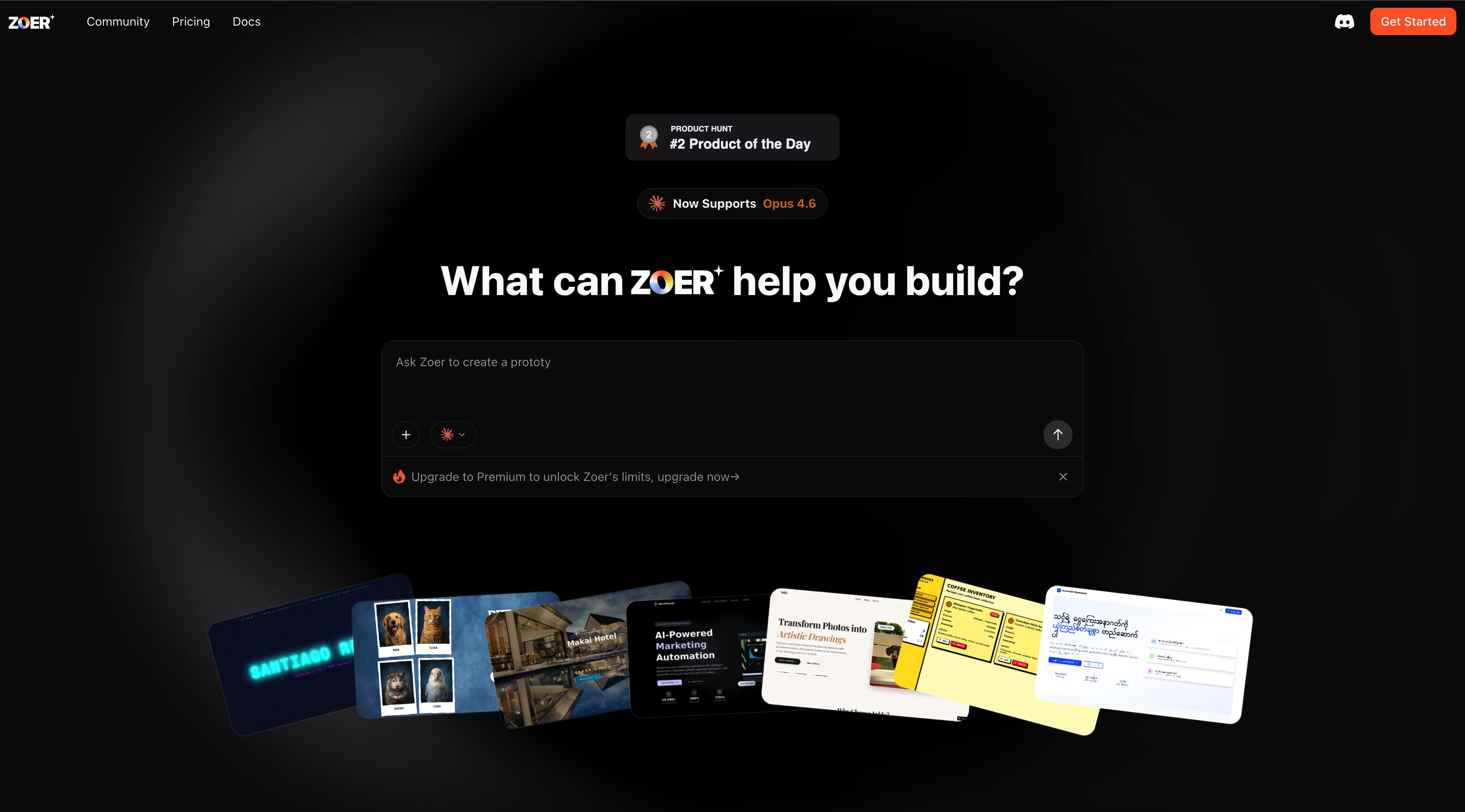 Zoer homepage screenshot